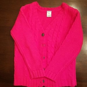 Bright pink long knit cardigan sweater